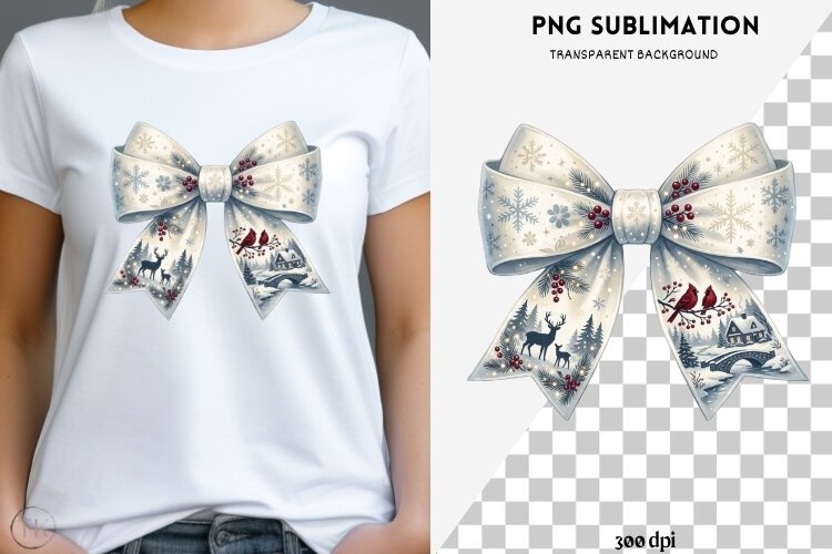 Christmas winter bow png design for T-shirts example image 1