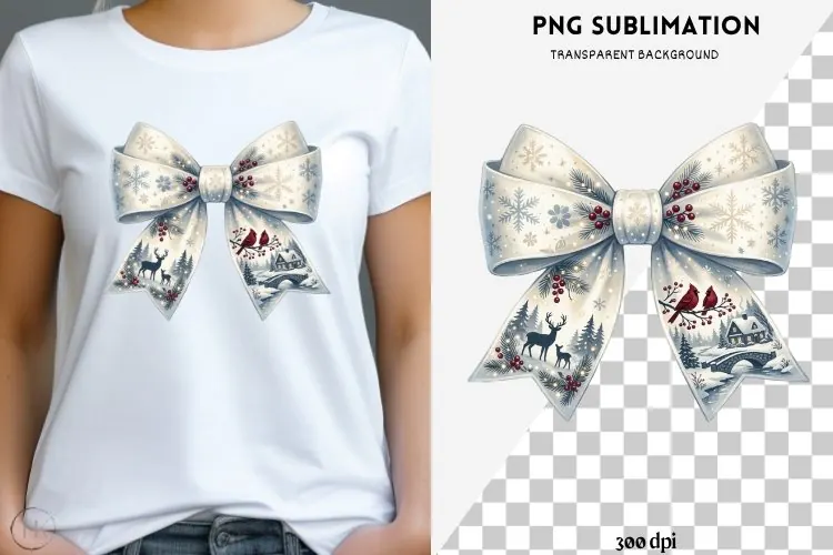 Christmas winter bow png design for T-shirts