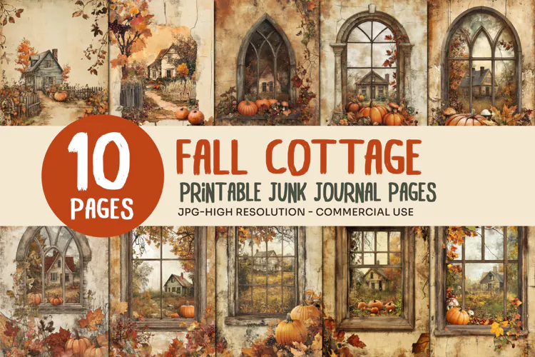 Fall Window Junk Journal Pages