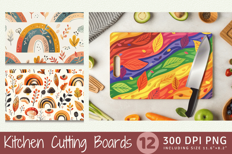 Autumn Rainbow Cutting Boards sublimation Design