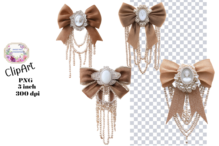 Cameo, Pearls, Ephemera, PNG, Junk Journal, clipart