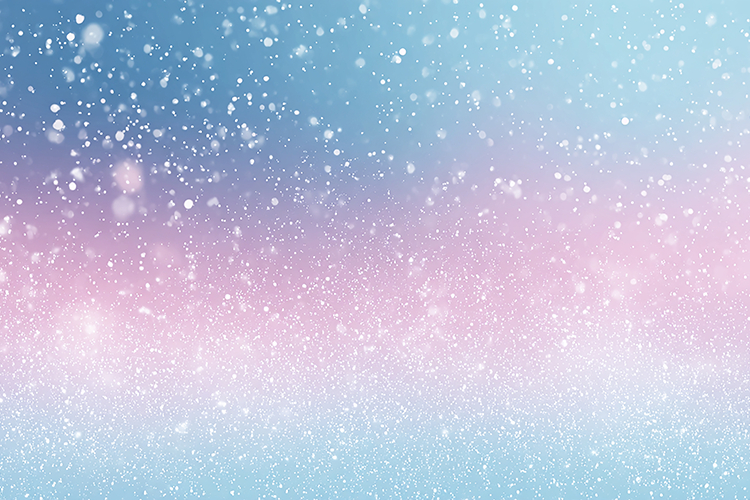A pastel colored background with snowflakes falling gently