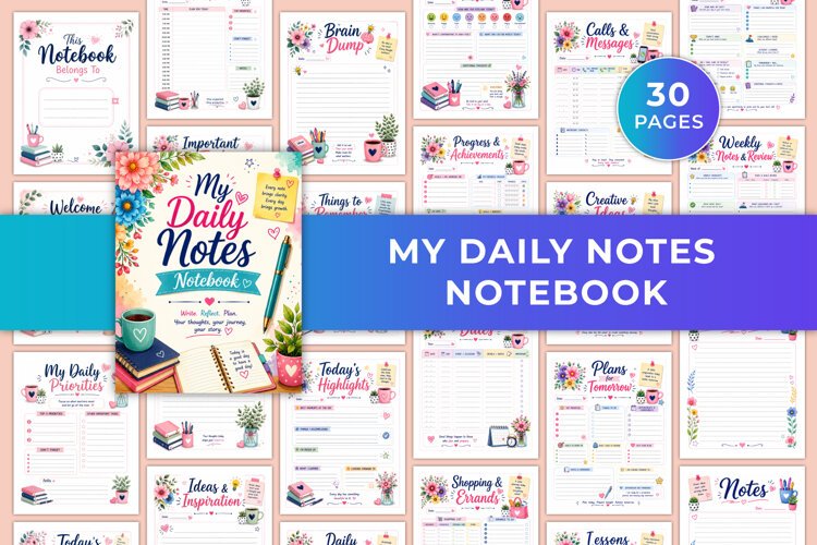 My Daily Notes Notebook Kdp interiors example image 1