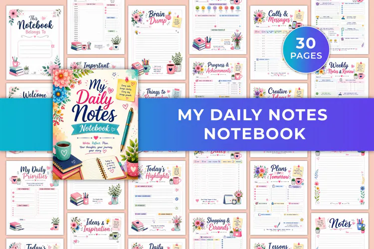 My Daily Notes Notebook Kdp interiors