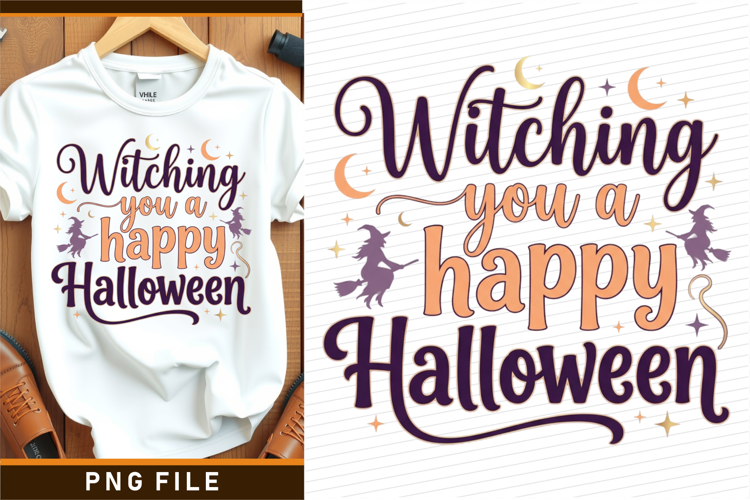 Witching you a happy Halloween sublimation PNG Shirt designs