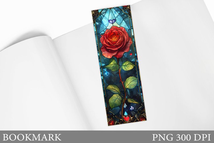 Rose Bookmark Design. Stained Glass Bookmark Sublimation example image 1