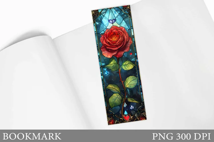 Rose Bookmark Design. Stained Glass Bookmark Sublimation