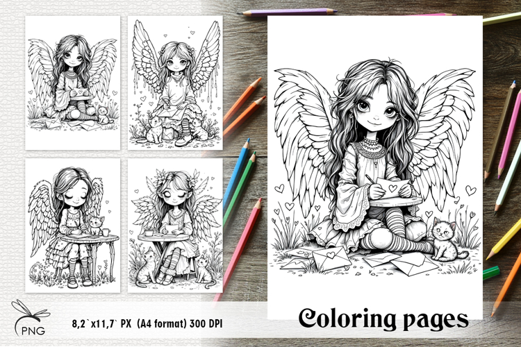 Valentines Day Angel coloring pages