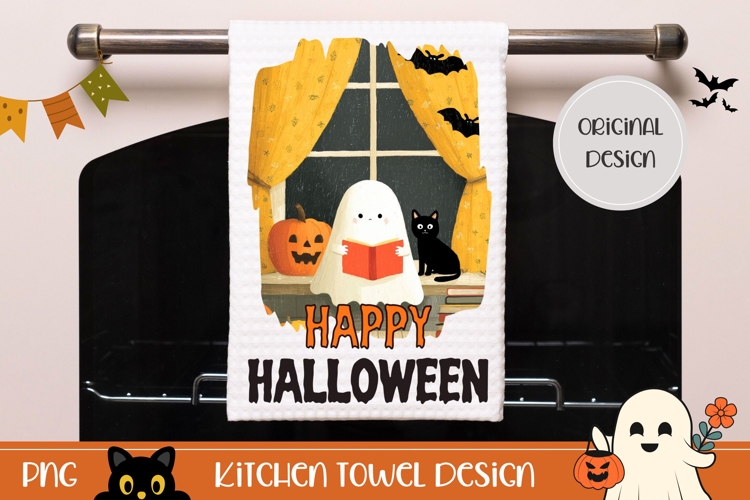 Kids Halloween Towel, Cartoon Halloween Ghost Design