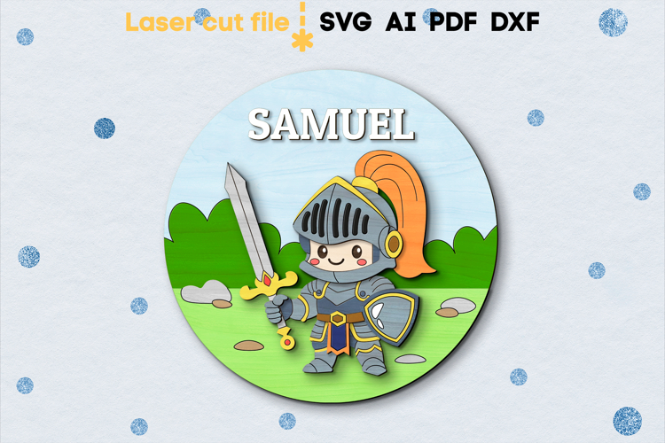 Baby Name Sign Knight SVG laser cut file for Glowforge