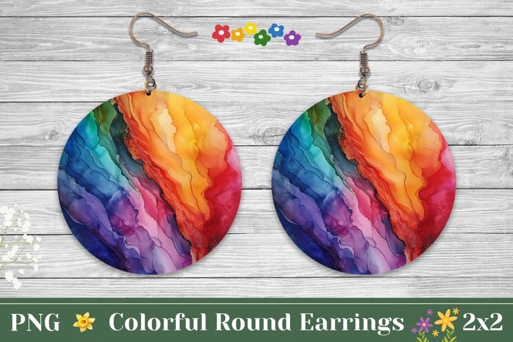 Fluid Art Round Earrings Design, Abstract Round Earring