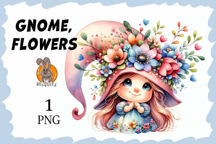Gnome, flowers