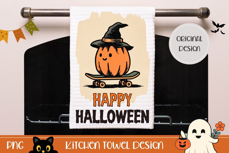 Happy Halloween Towel, Spooky Pumpkin Towel Design