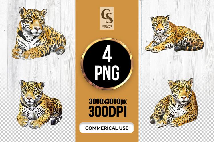 Watercolor Jaguar Big Cat Clipart Sublimation PNG