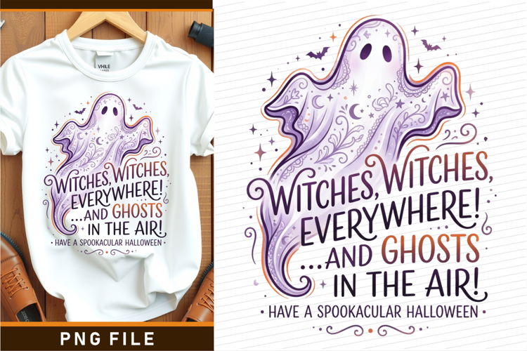 Witches, witches, everywhere and ghosts in the air Shirt PNG