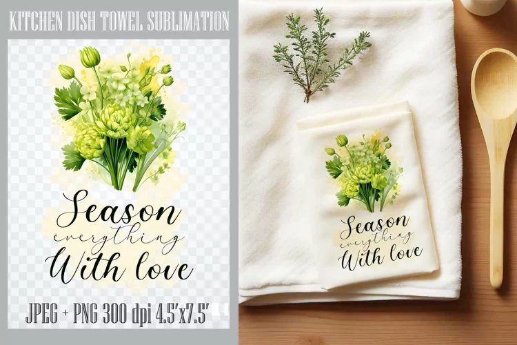 Season EVERYTHING WITH LOVE | Kitchen Dish Towel Sublimation