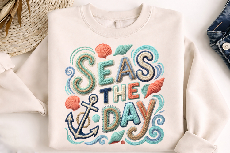Seas the Day Nautical Coastal T-Shirt Sublimation Design PNG