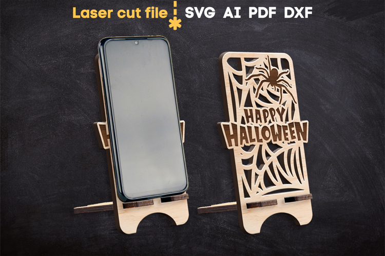 Happy Halloween Phone Stand SVG laser cut file for Glowforge