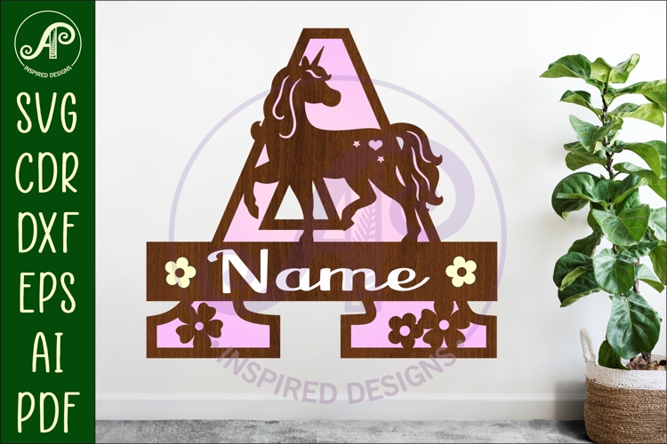 Unicorn Capital Monogram Letter name sign A SVG