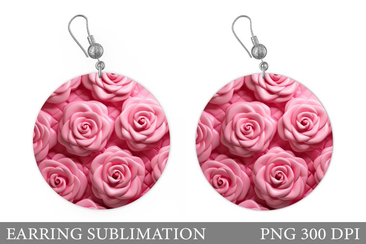 Roses Earring Sublimation. Flowers Earring Flowers Design