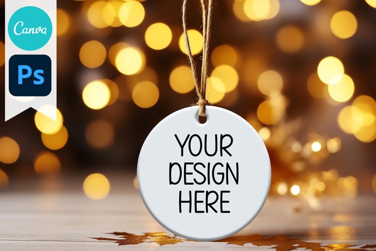 Blank Circle Christmas Ornament Mockup | Sublimation Mockup