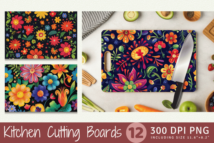 Mexican Flower Garden Cutting Boards sublimation Design