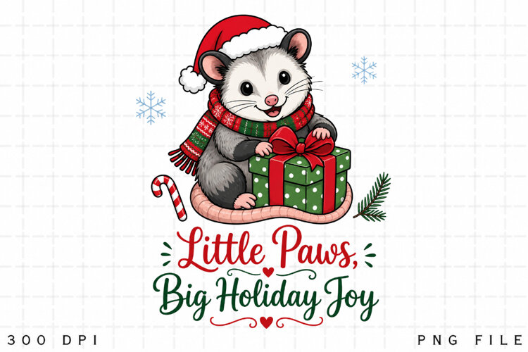 Cute Christmas Opossum PNG Clipart, Little Paws Big Holiday example image 1