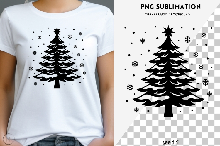 Christmas tree silhouette png design for T-shirts