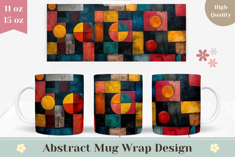 Colorful Mug Wrap Design, Abstract Mug Sublimation Design example image 1