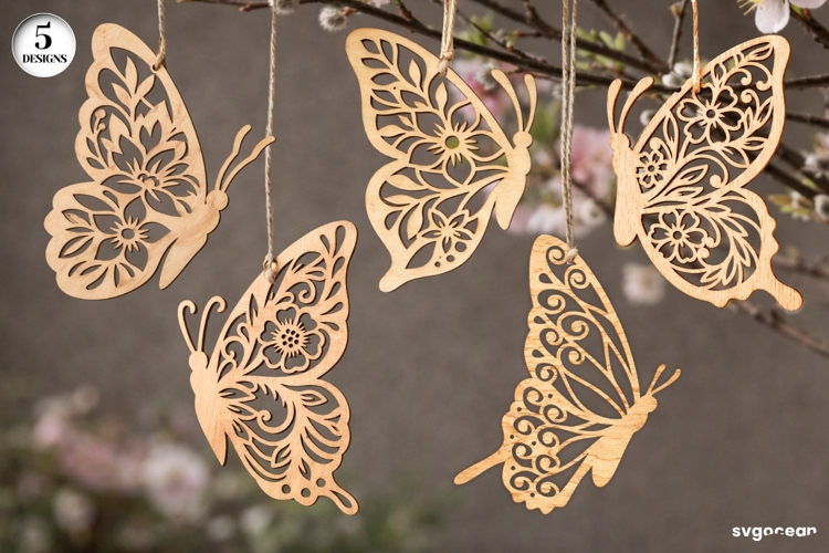 Spring Butterfly Ornaments SVG Bundle | Glowforge | Laser