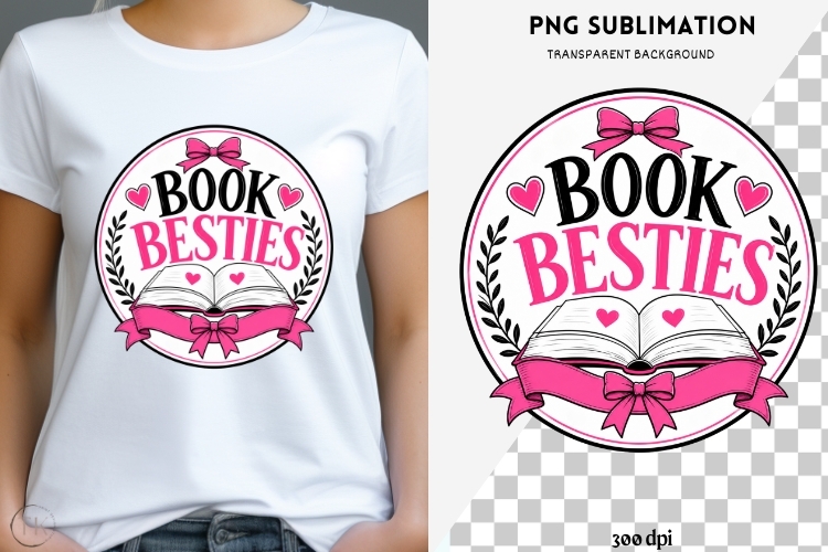 Book besties png design for T-shirts example image 1