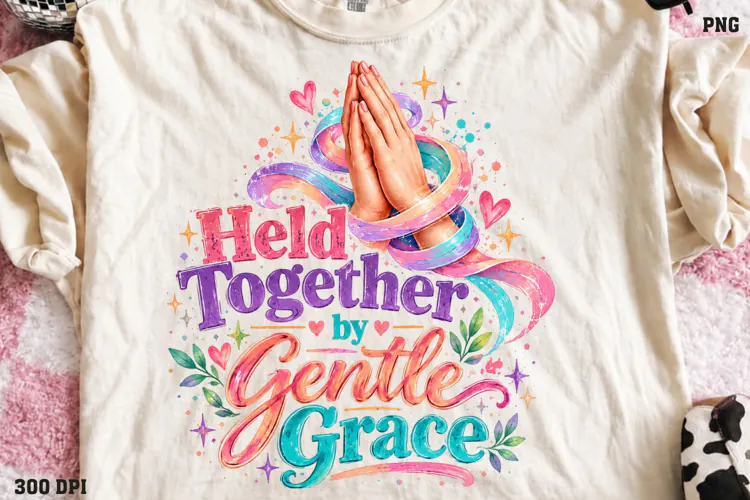 Held Together by Gentle Grace Shirt PNG, Colorful Christian