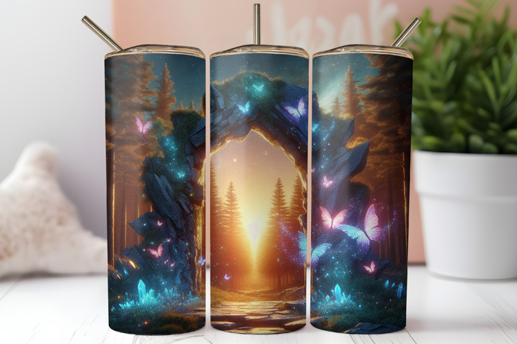 Neon Butterfly Hole In A Wall Tumbler Wrap