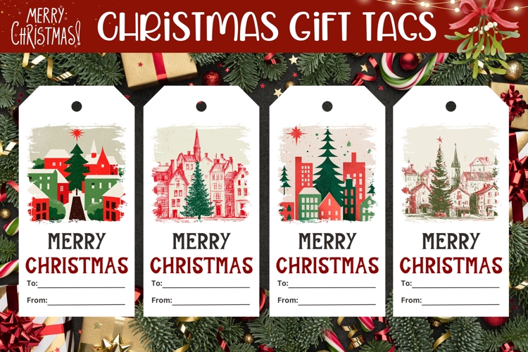 Christmas City Gift Tags, Christmas Tags Designs