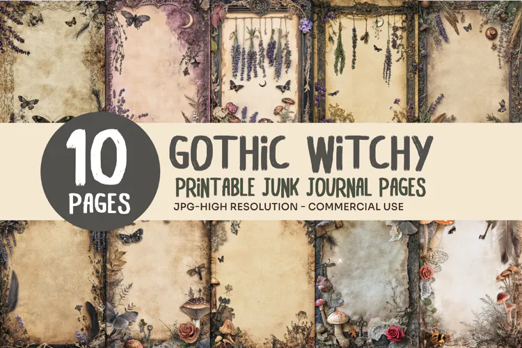 Lavender Gothic Junk Journal Pages