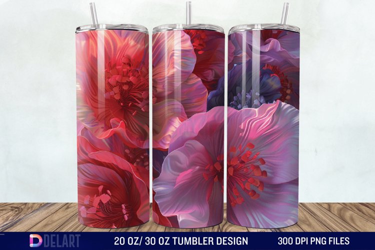 3D Painted Flower Tumbler Wrap example image 1