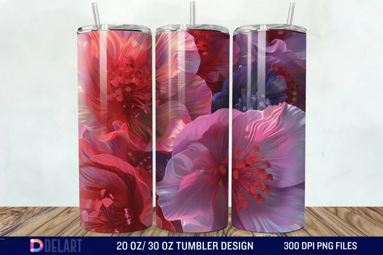3D Painted Flower Tumbler Wrap