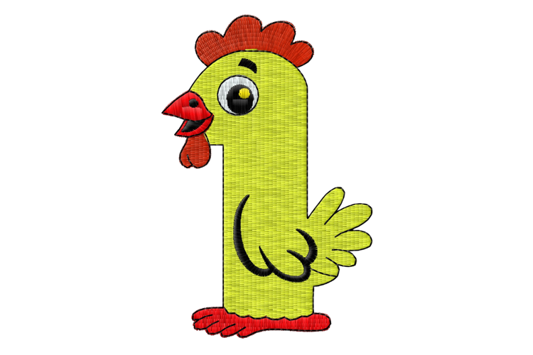 Rooster Number 1 Embroidery Design Embroidery Design