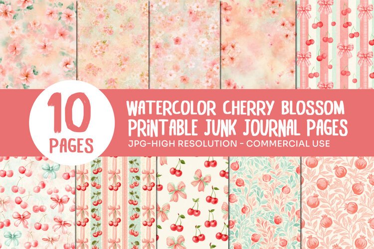 Cherry Blossom Junk Journal Pages example image 1