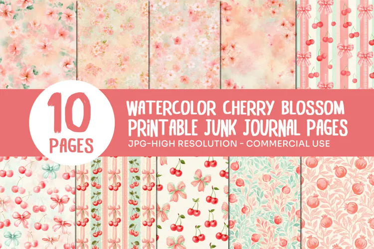 Cherry Blossom Junk Journal Pages