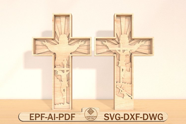 3D Multilayer Easter Christian Cross Svg