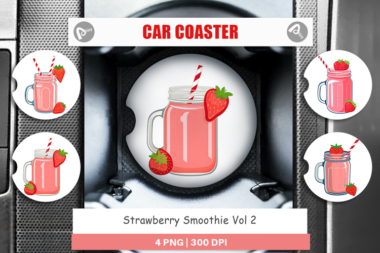 Car Coaster Strawberry Smoothie