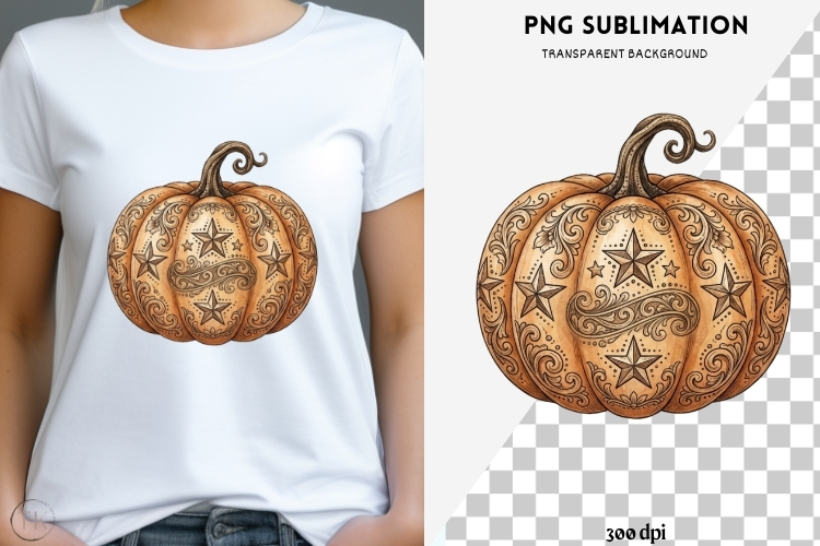 Rustic western pumpkin png design for T-shirts