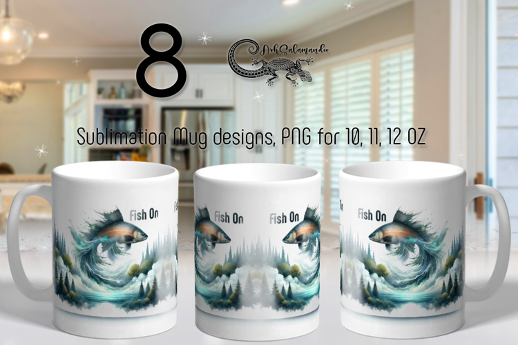 Fish On | 8 summer fishing Mug Sublimation design