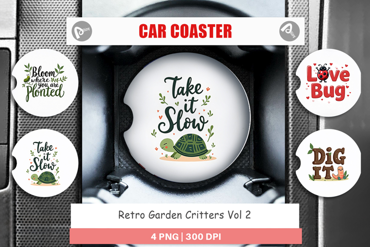 Retro Garden Critters Car Coaster