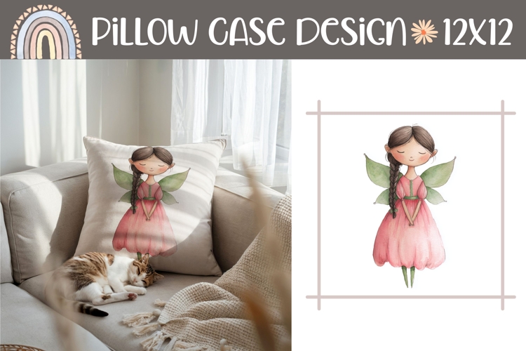 Watercolor Fairy Pillow Design, Fantasy Pillow Case