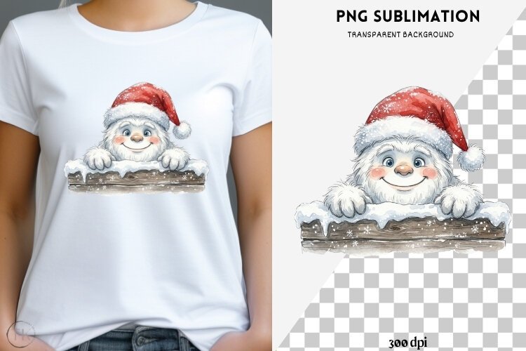 Christmas peeking character png design for T-shirts example image 1