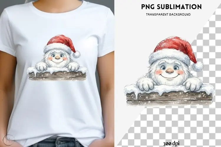 Christmas peeking character png design for T-shirts