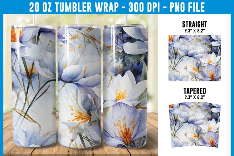 Crocuses Flower Tumbler Wrap | Flower Tumbler Sublimation example image 1