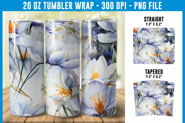Crocuses Flower Tumbler Wrap | Flower Tumbler Sublimation